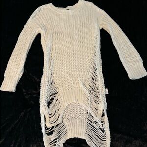 Cream Knit Distressed Sweater
